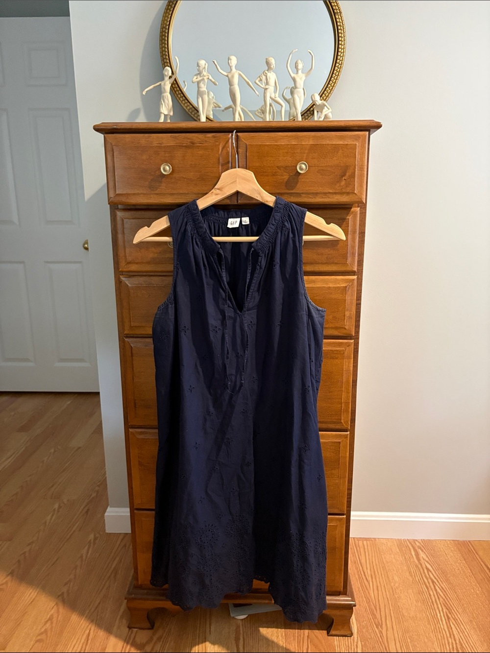 GAP Navy Eyelet Midi Dress